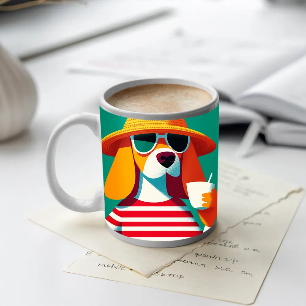 Beagle Dog Summer Hat Sunglasses Teal – Mugs