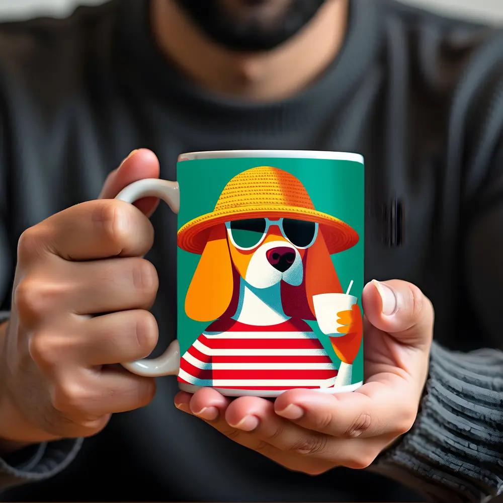 Beagle Dog Summer Hat Sunglasses Teal – Mugs