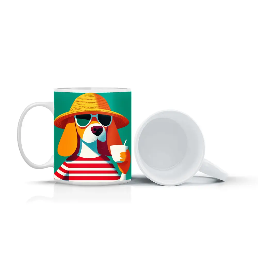Beagle Dog Summer Hat Sunglasses Teal – Mugs