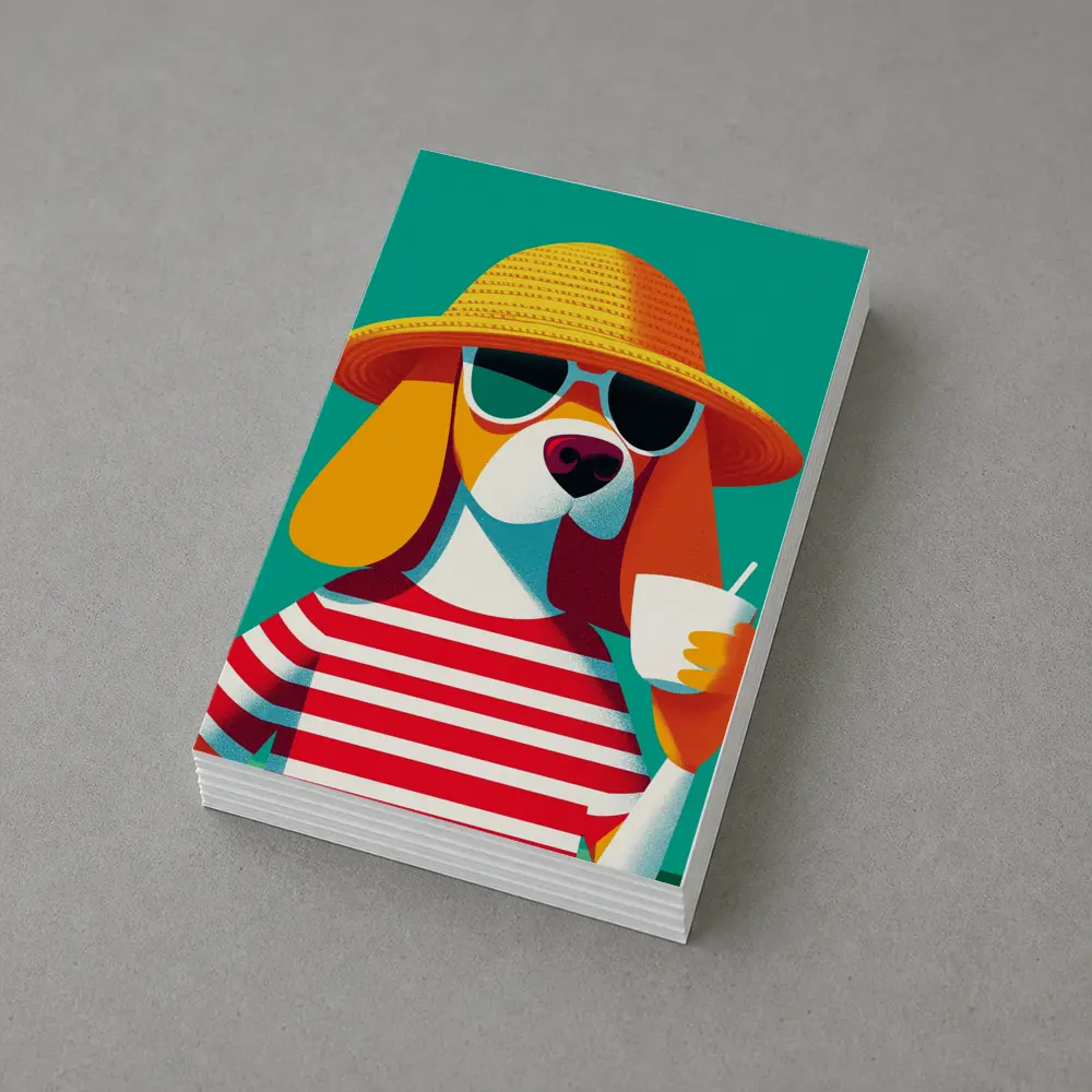 Beagle Dog Summer Hat Sunglasses Teal – Postcards