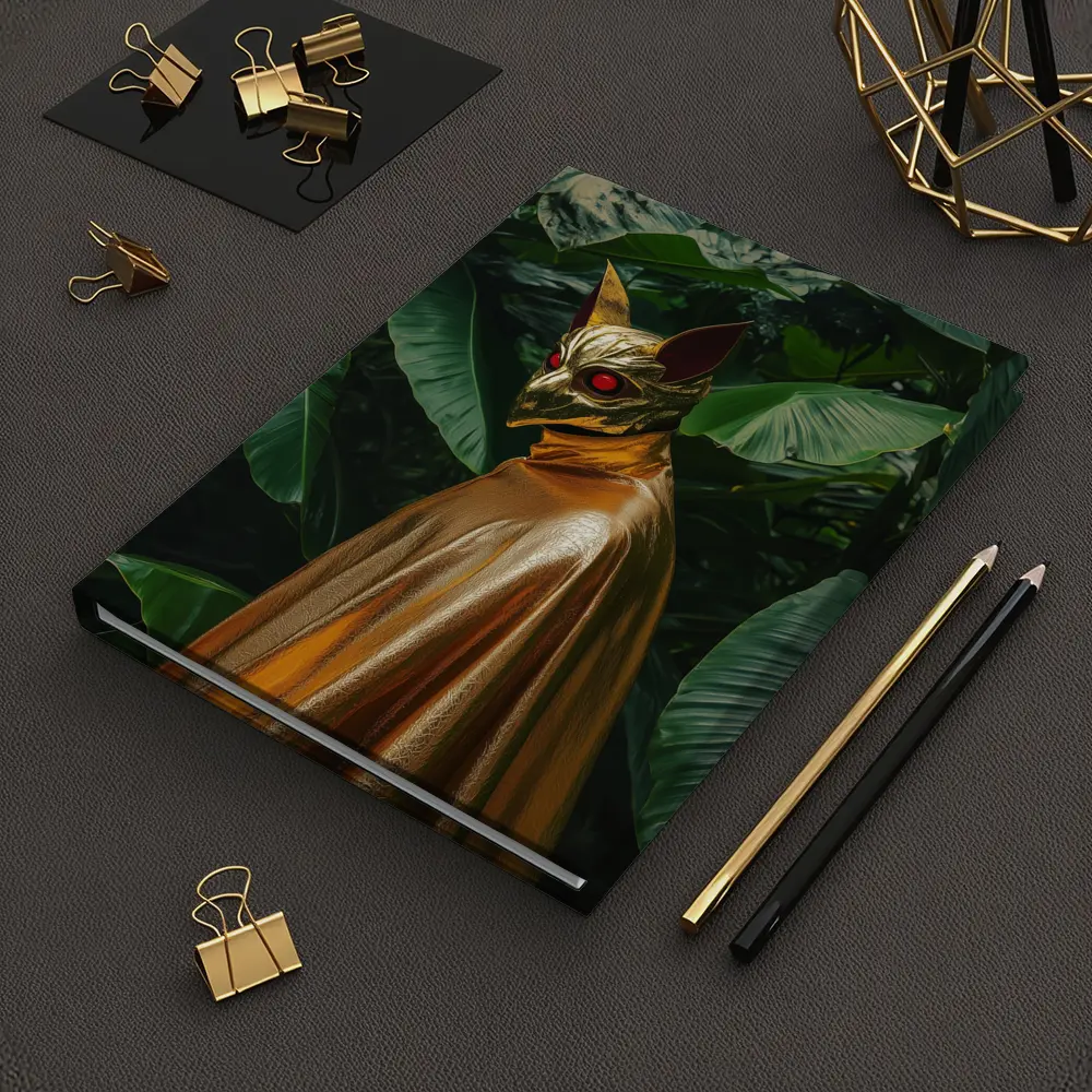 Golden Masked Figure Tropical Jungle Background – Notebooks