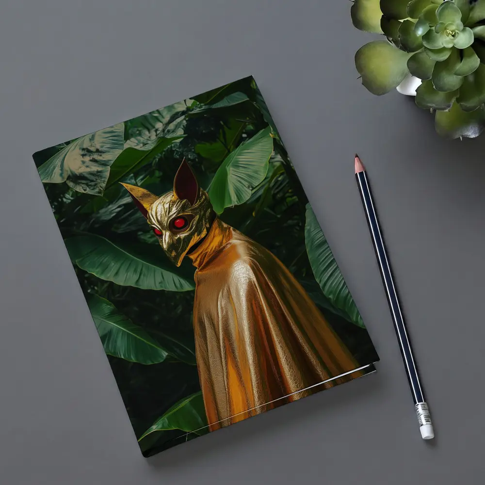 Golden Masked Figure Tropical Jungle Background – Notebooks