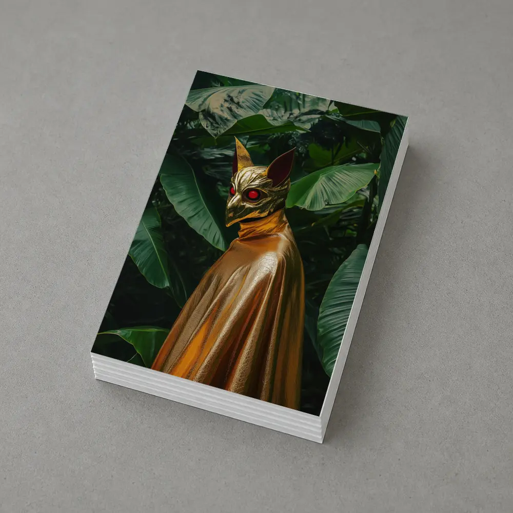 Golden Masked Figure Tropical Jungle Background – Postcards