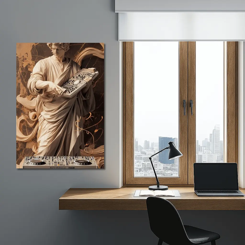 Greek Marble Statue DJ Mixing Decks – Wall Art