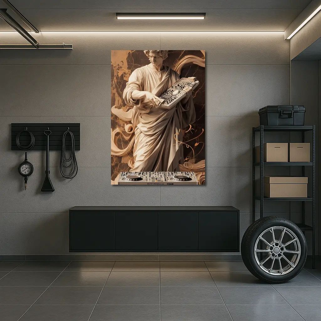 Greek Marble Statue DJ Mixing Decks – Wall Art