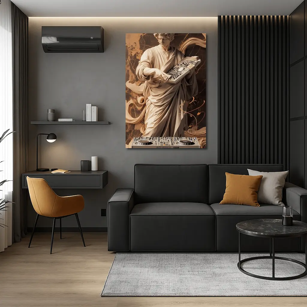 Greek Marble Statue DJ Mixing Decks – Wall Art