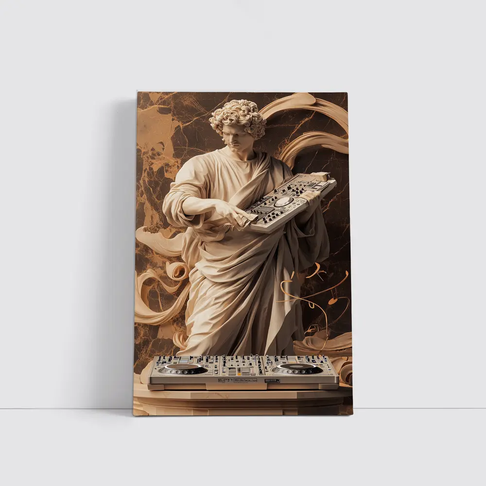 Greek Marble Statue DJ Mixing Decks – Wall Art