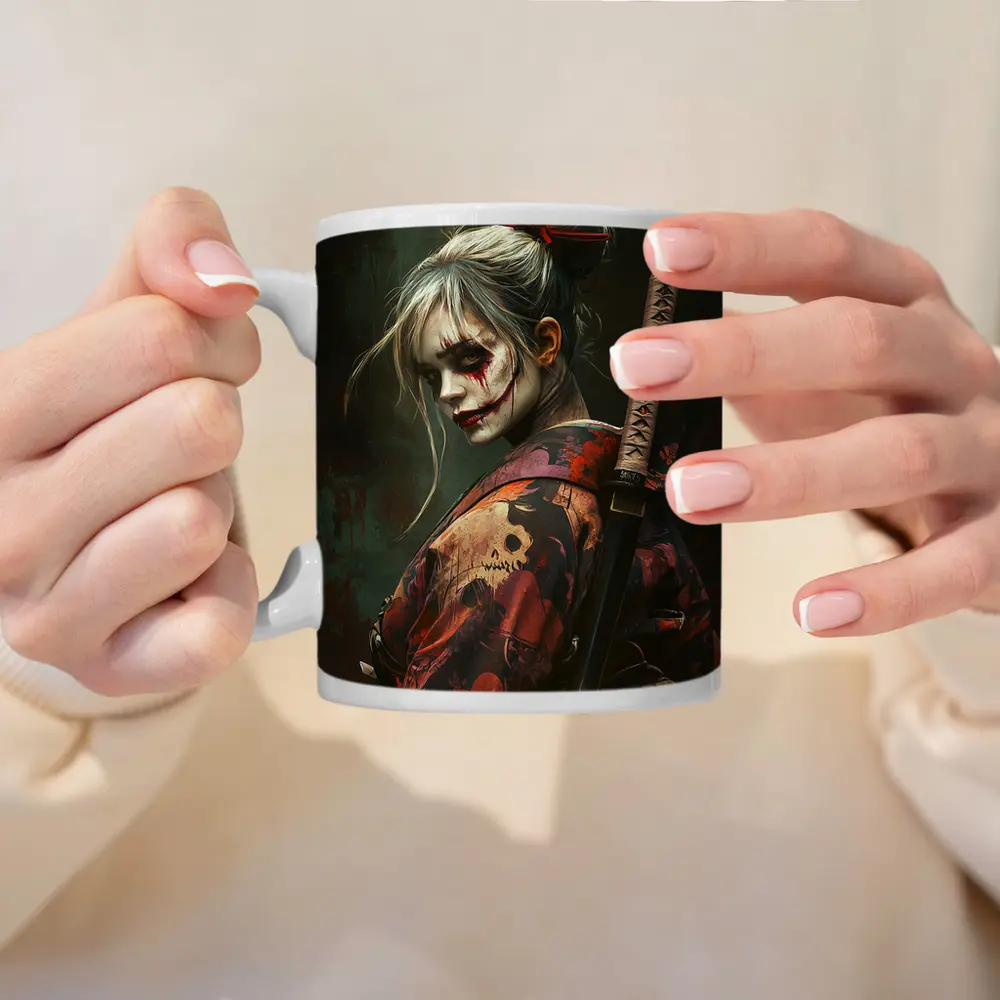 Samurai Woman Warrior Katana Dark Fantasy Art – Mugs