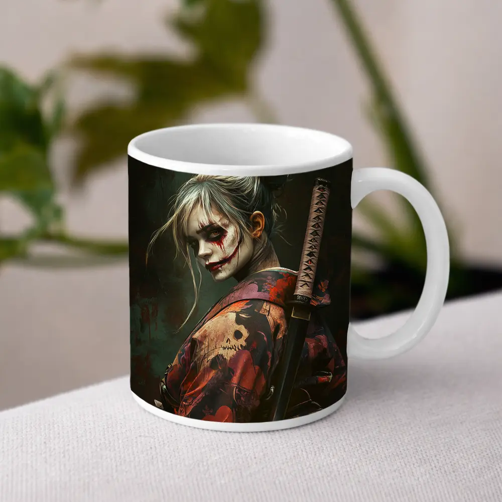 Samurai Woman Warrior Katana Dark Fantasy Art – Mugs