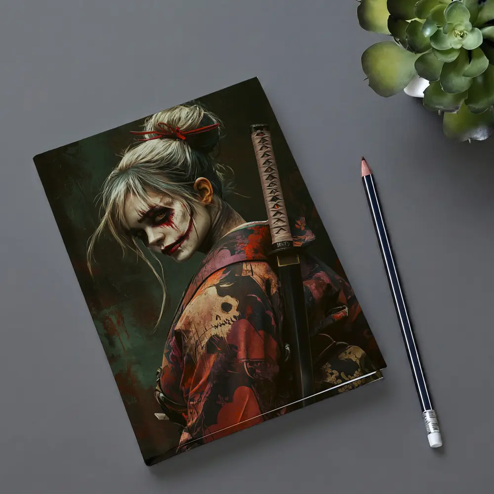 Samurai Woman Warrior Katana Dark Fantasy Art – Notebooks