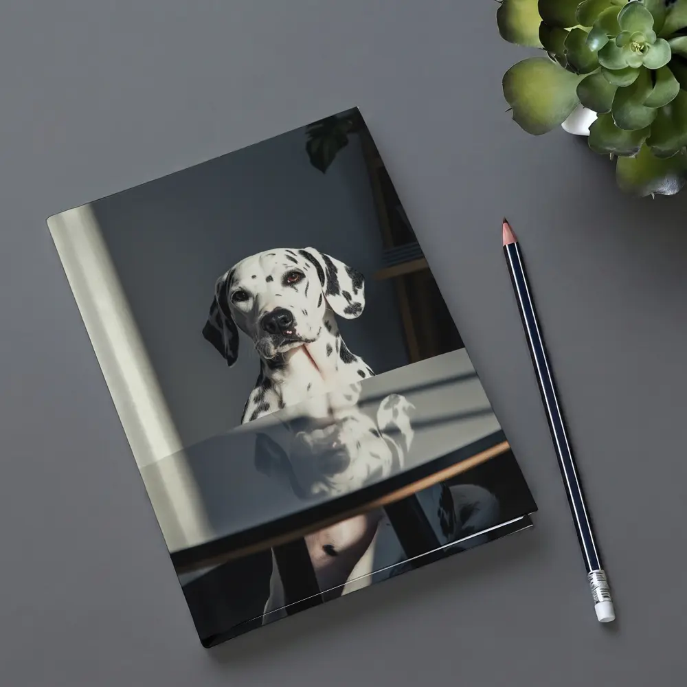Dalmatian Dog Sitting by Round Table – Notebooks