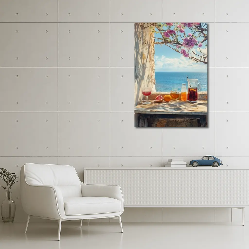 Mediterranean Sea View Summer Drinks Table – Wall Art