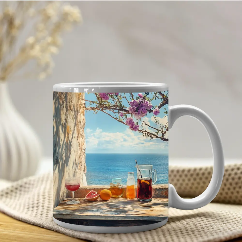 Mediterranean Sea View Summer Drinks Table – Mugs