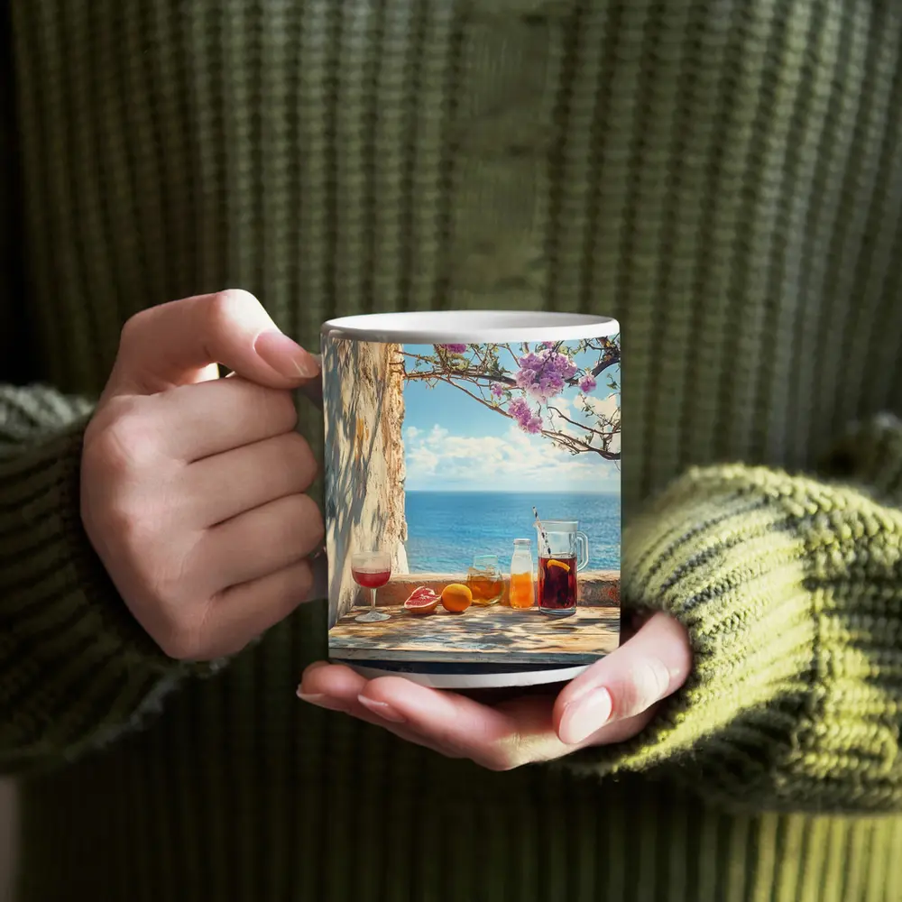 Mediterranean Sea View Summer Drinks Table – Mugs