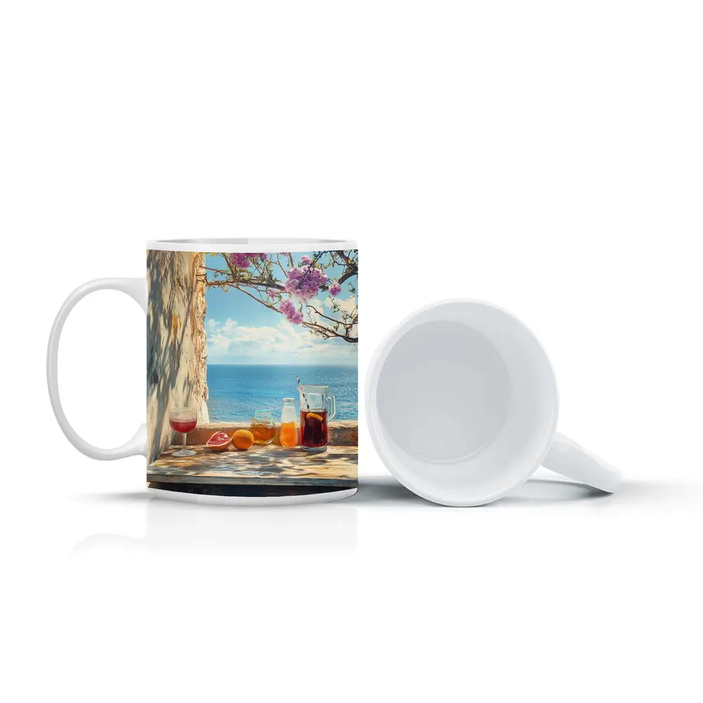 Mediterranean Sea View Summer Drinks Table – Mugs