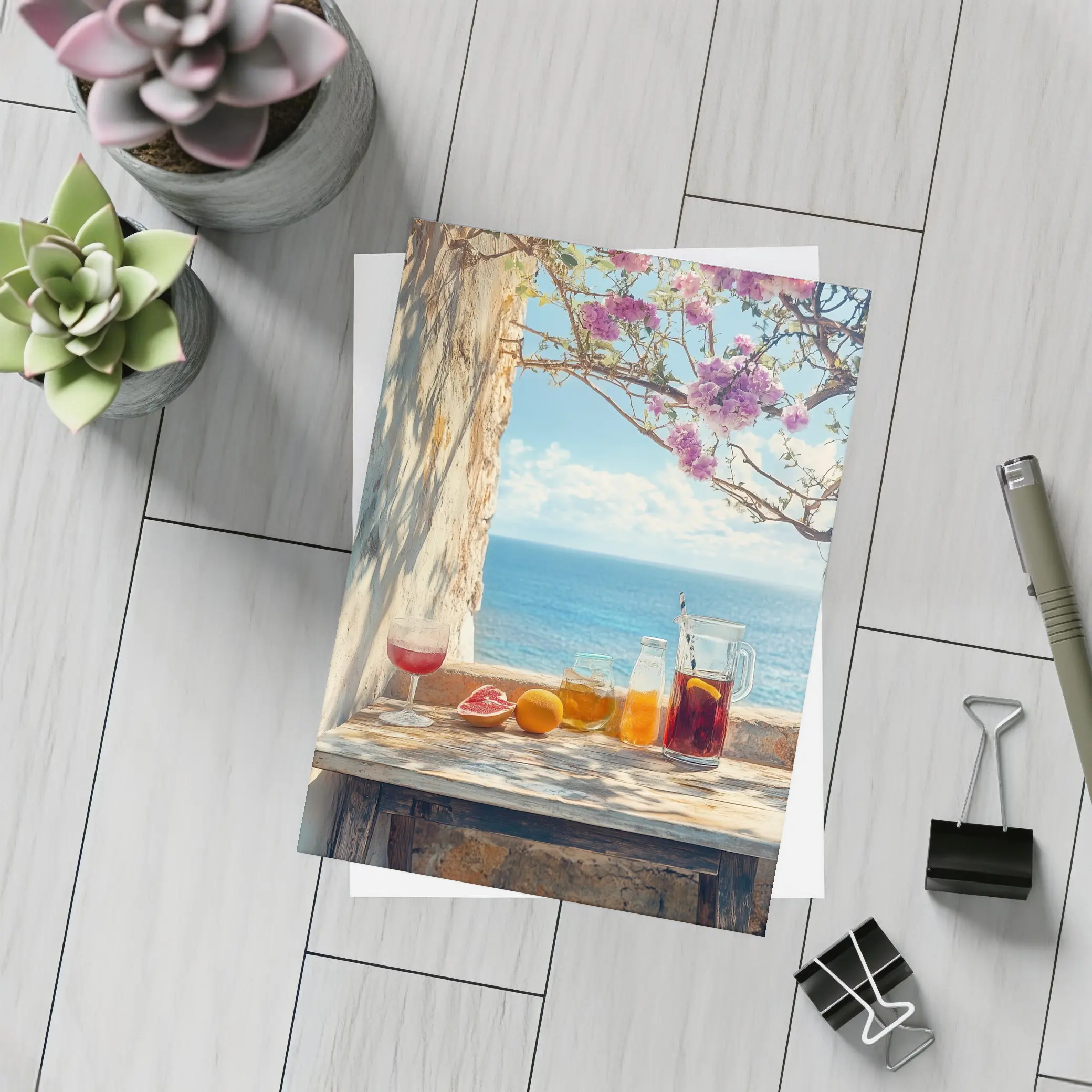 Mediterranean Sea View Summer Drinks Table – Postcards