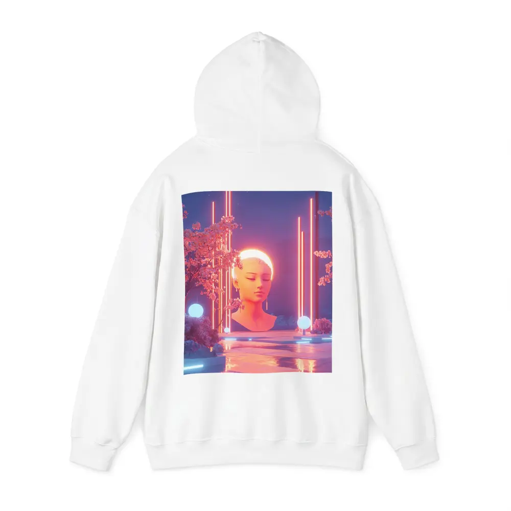 Neon Glow Sculpture Cherry Blossom Digital Art – Hoodies