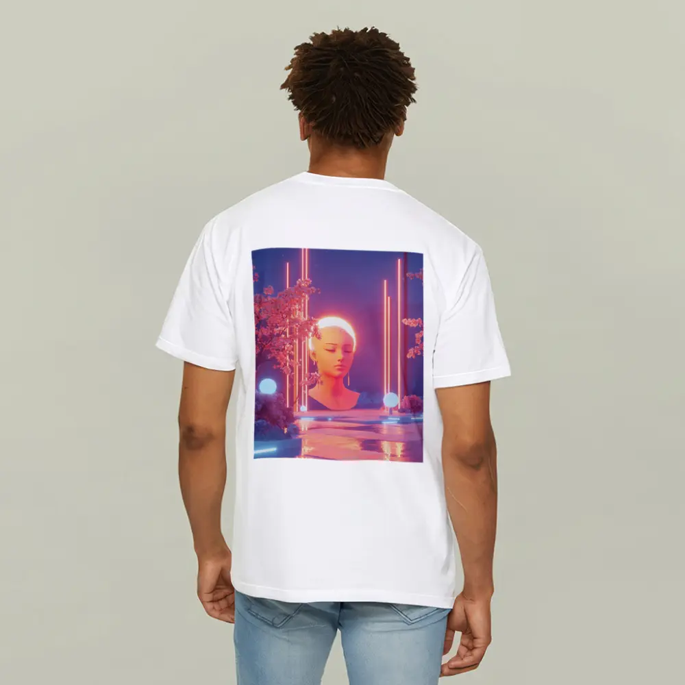 Neon Glow Sculpture Cherry Blossom Digital Art – T-Shirts