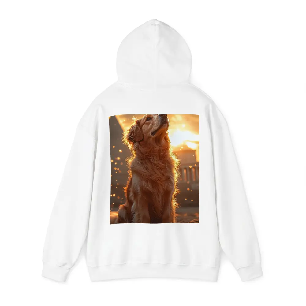 Golden Retriever Glowing Sunset Ancient Ruins – Hoodies