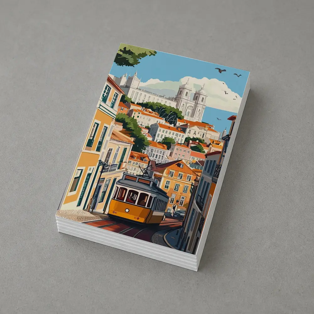 Lisbon Tram Colorful City Street Illustration – Postcards