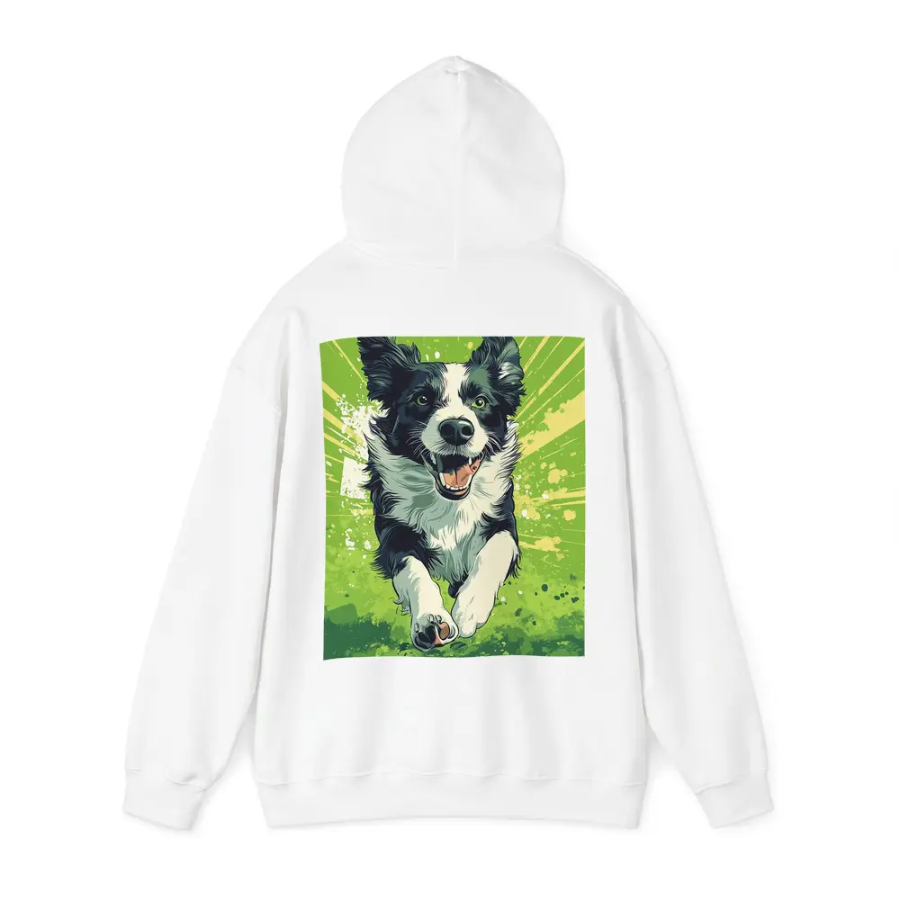 Border Collie Running Green Pop Art Background – Hoodies