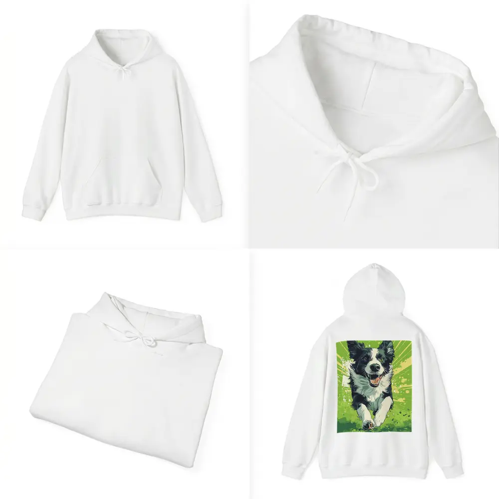 Border Collie Running Green Pop Art Background – Hoodies