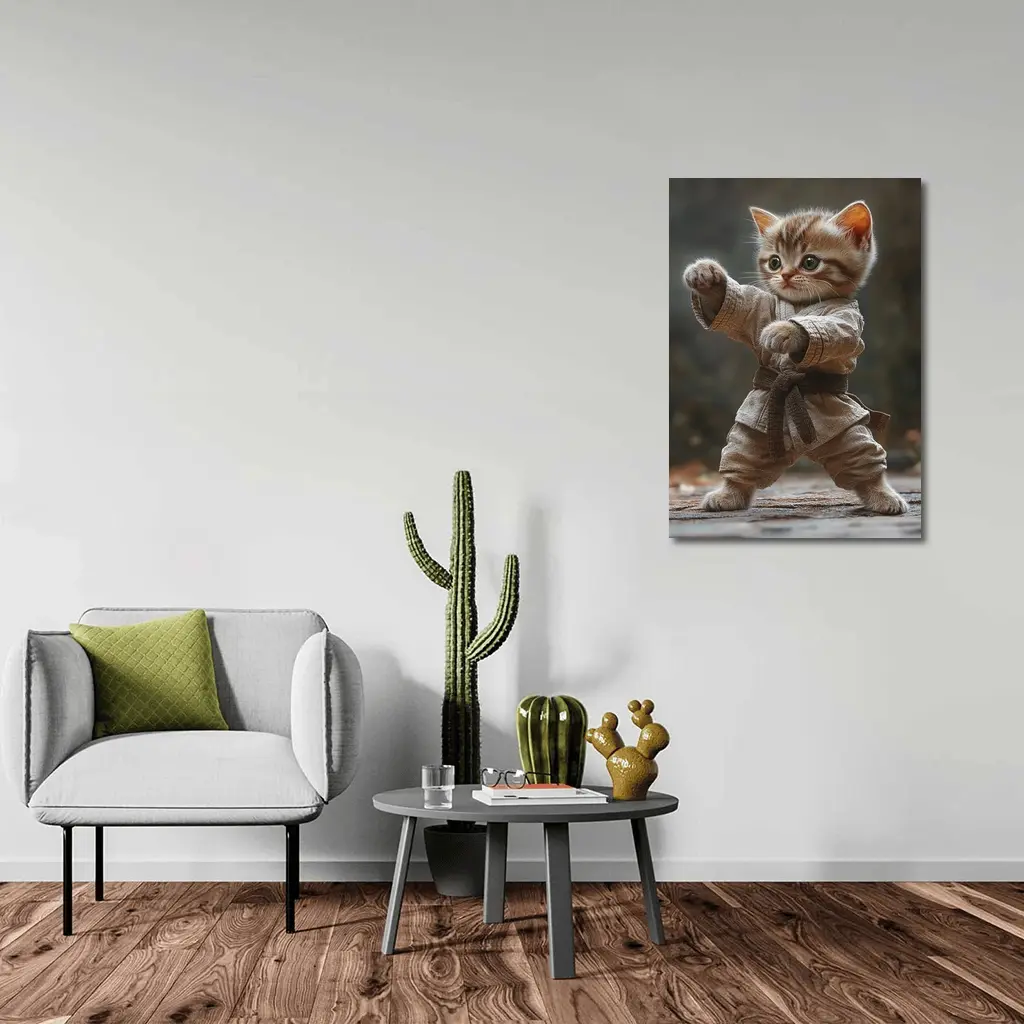 Kitten Karate Fighter Brown Belt Martial Arts – Wall Art