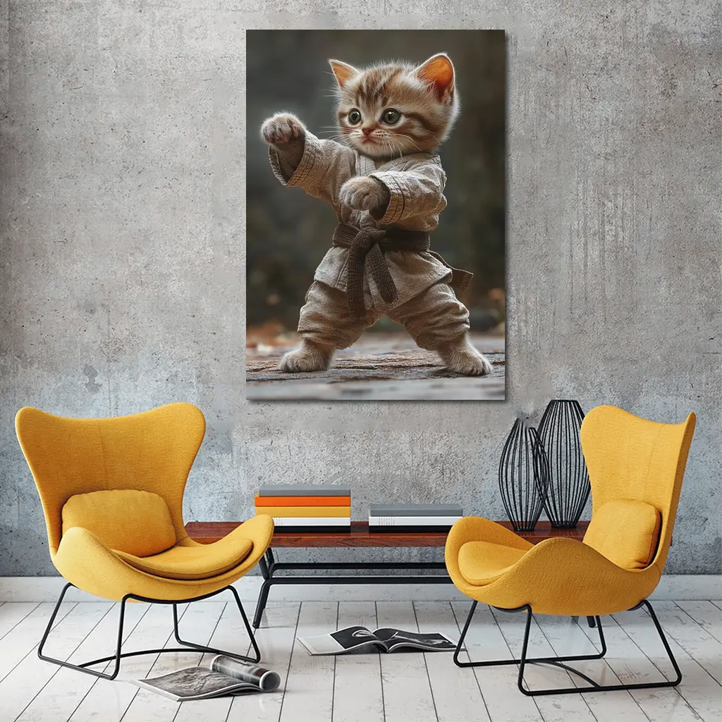 Kitten Karate Fighter Brown Belt Martial Arts – Wall Art