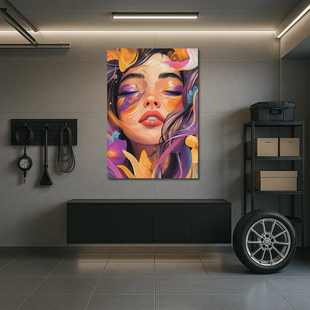 Woman Face Floral Fantasy Colorful Illustration Art – Wall Art