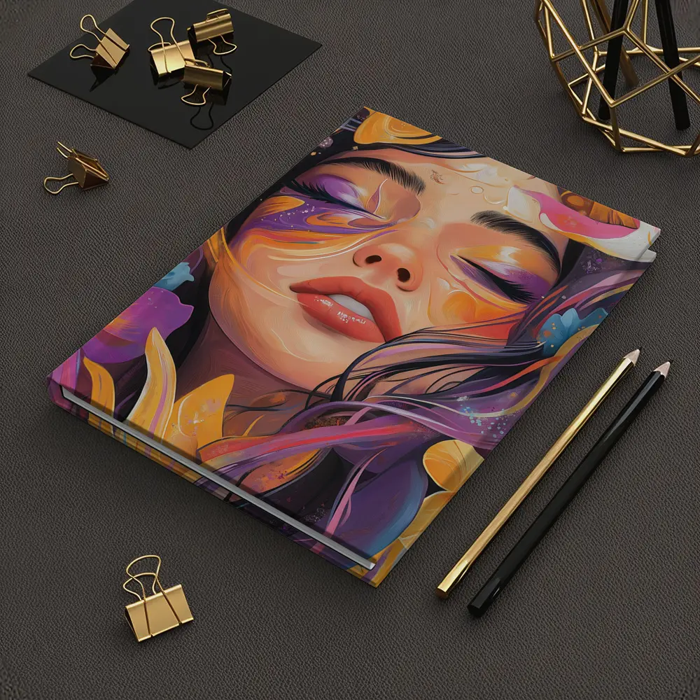 Woman Face Floral Fantasy Colorful Illustration Art – Notebooks