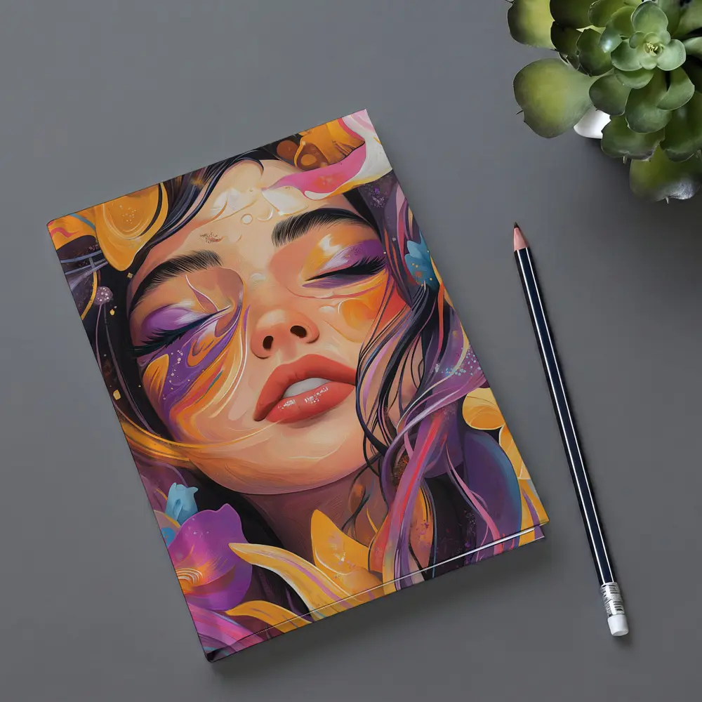 Woman Face Floral Fantasy Colorful Illustration Art – Notebooks
