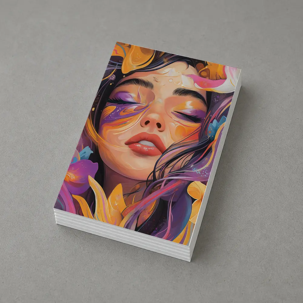 Woman Face Floral Fantasy Colorful Illustration Art – Postcards
