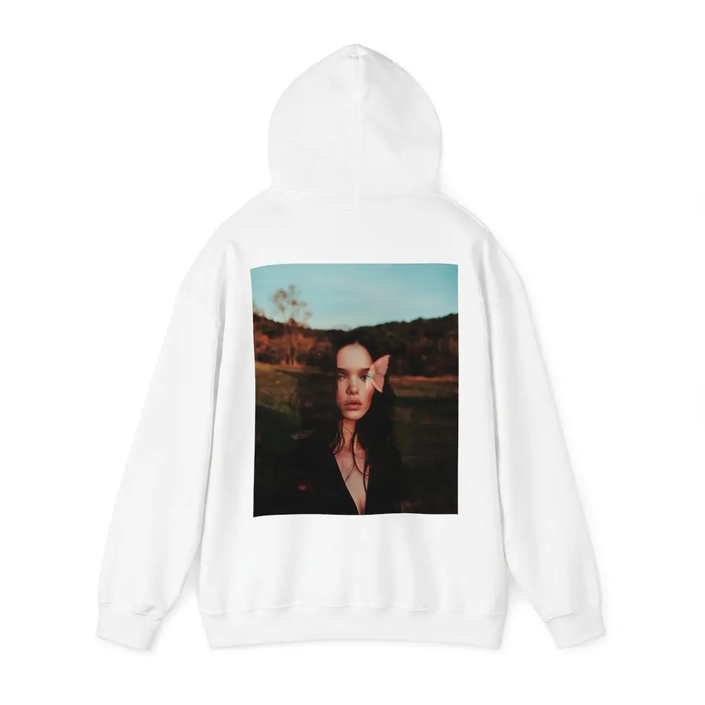 Young Woman Portrait Butterfly Nature Dusk – Hoodies