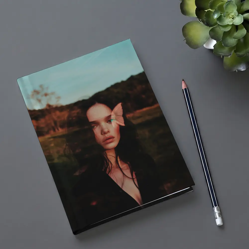 Young Woman Portrait Butterfly Nature Dusk – Notebooks