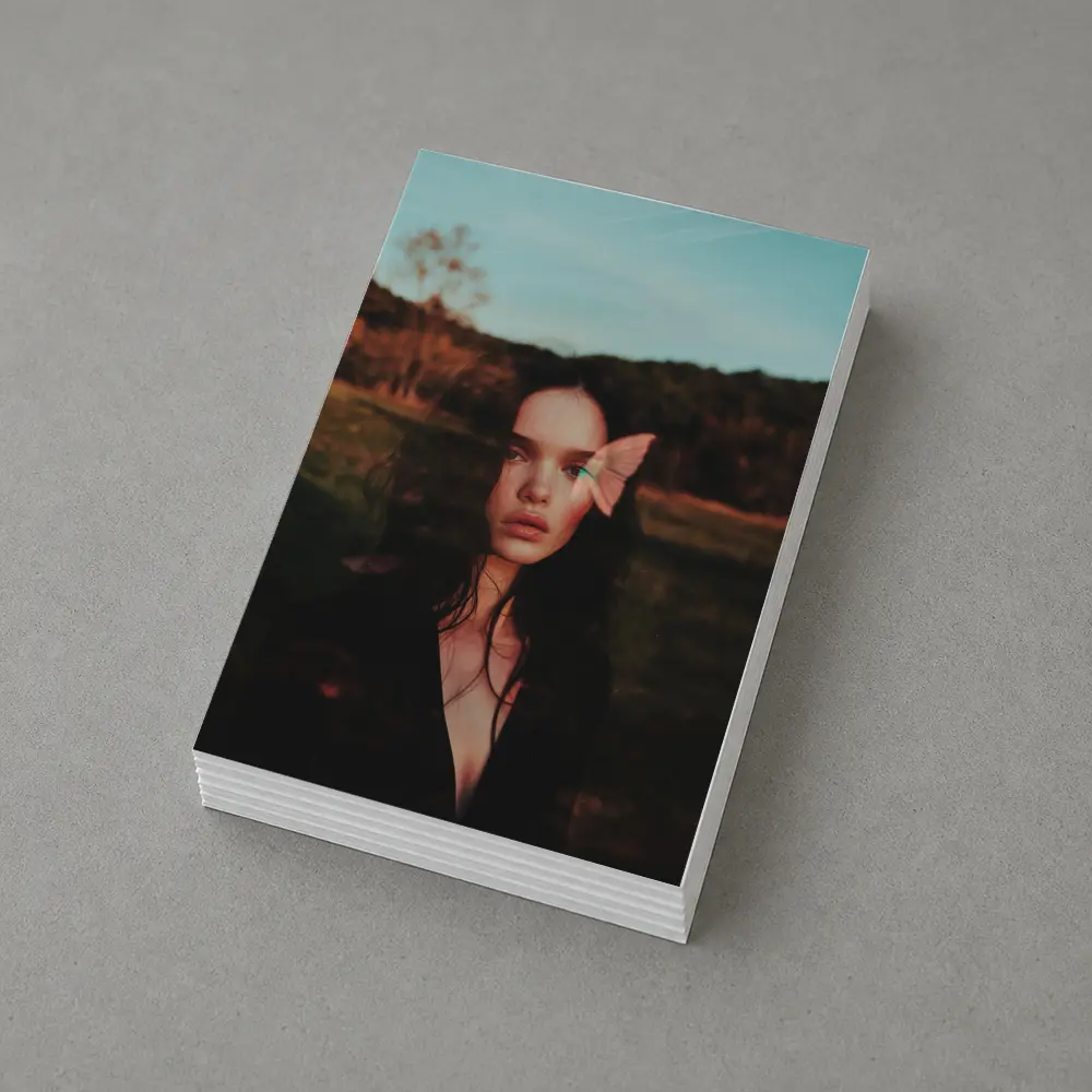 Young Woman Portrait Butterfly Nature Dusk – Postcards