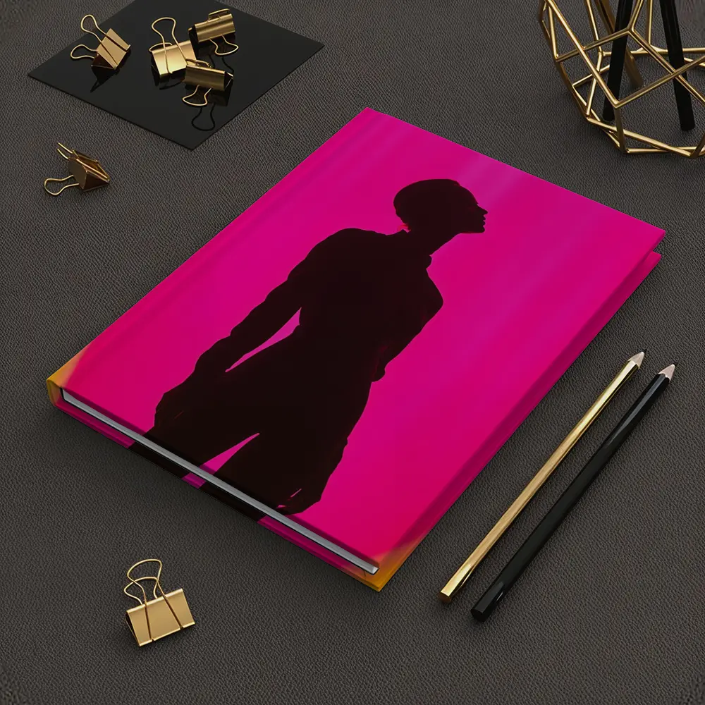 Woman Silhouette Pink Yellow Gradient Background – Notebooks