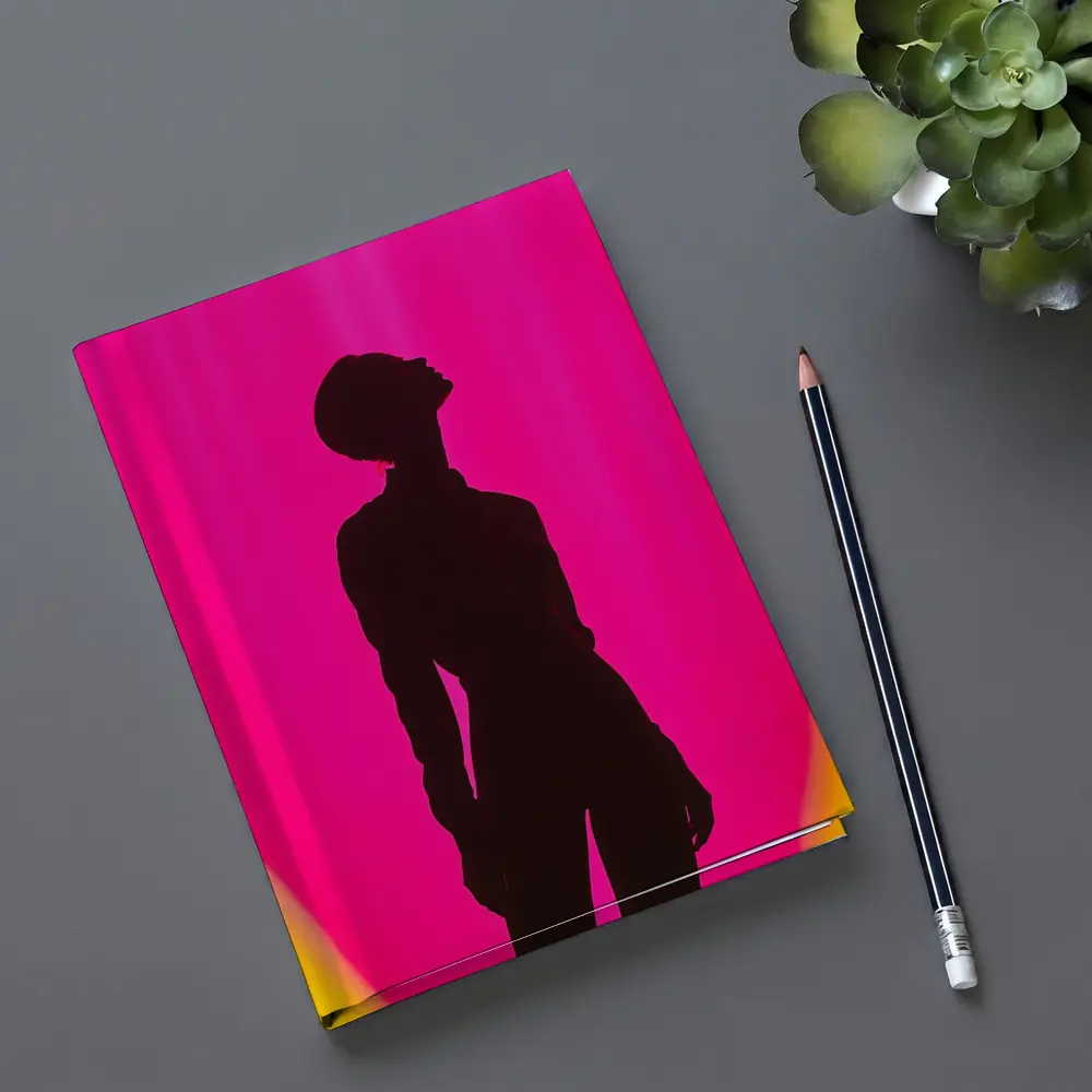Woman Silhouette Pink Yellow Gradient Background – Notebooks