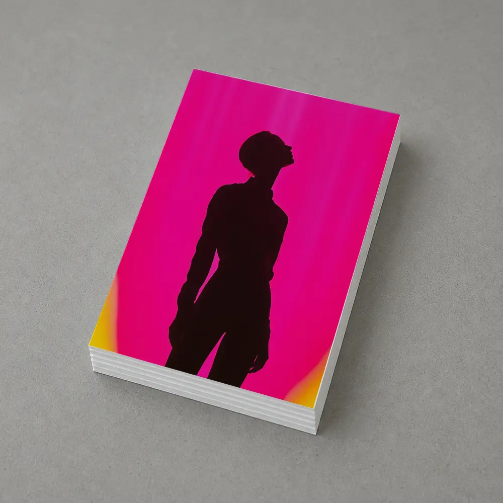 Woman Silhouette Pink Yellow Gradient Background – Postcards