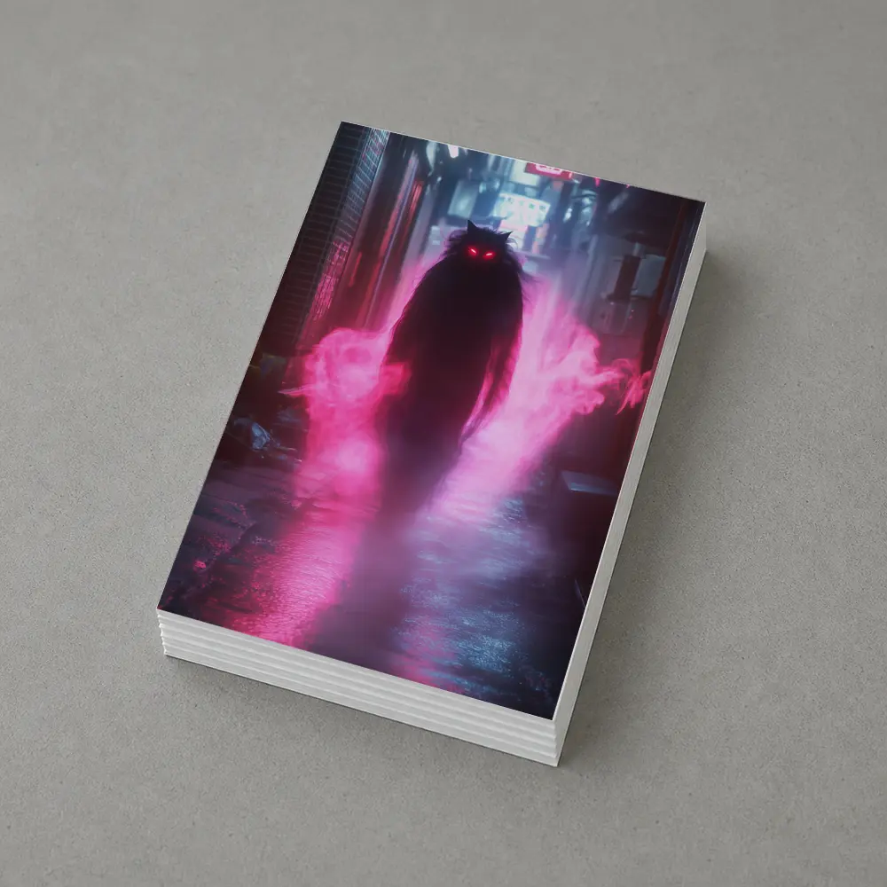 Glowing Cat Spirit Neon City Alley – Postcards
