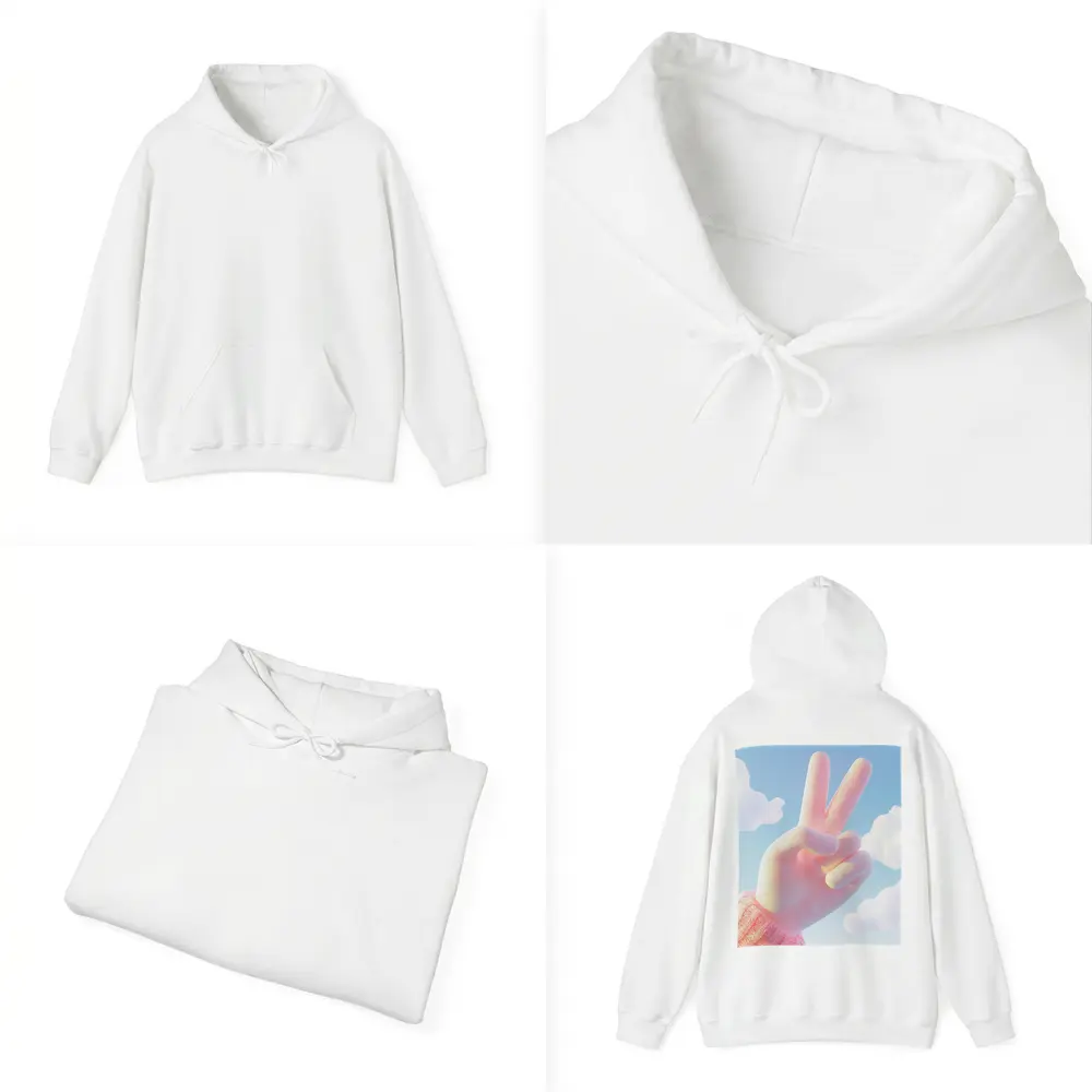 Pink Peace Sign Hand Blue Sky – Hoodies