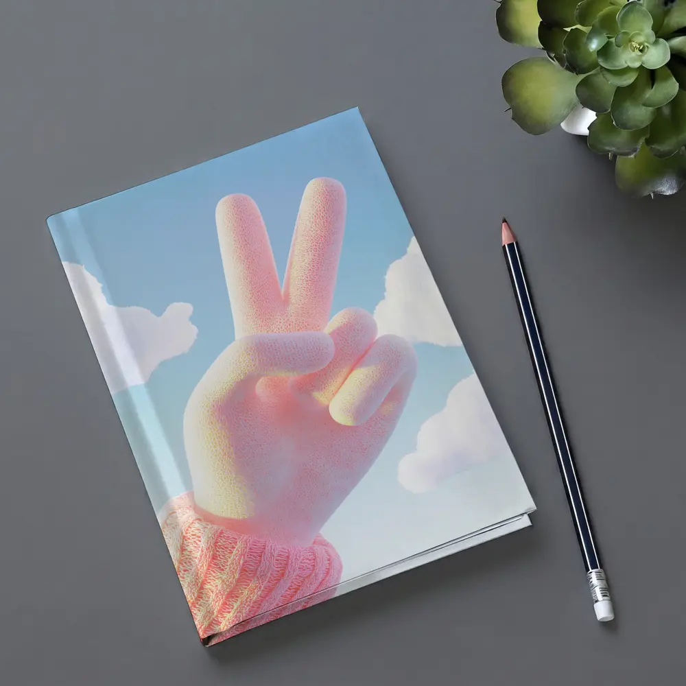 Pink Peace Sign Hand Blue Sky – Notebooks