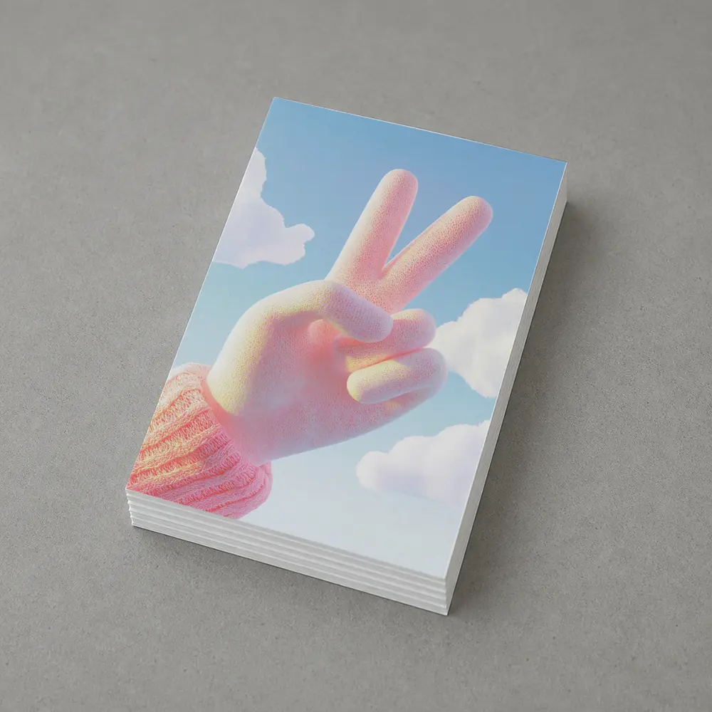 Pink Peace Sign Hand Blue Sky – Postcards
