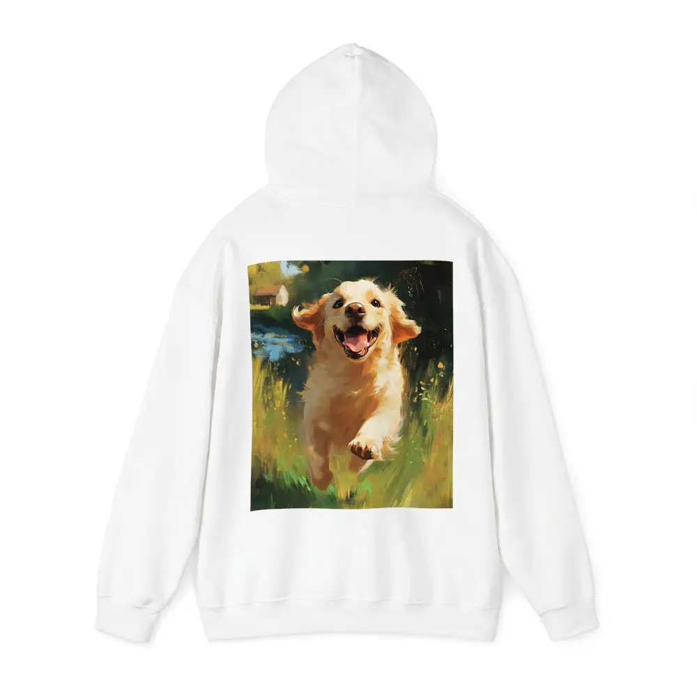 Happy Golden Retriever Running Through Green Fields – Hoodies