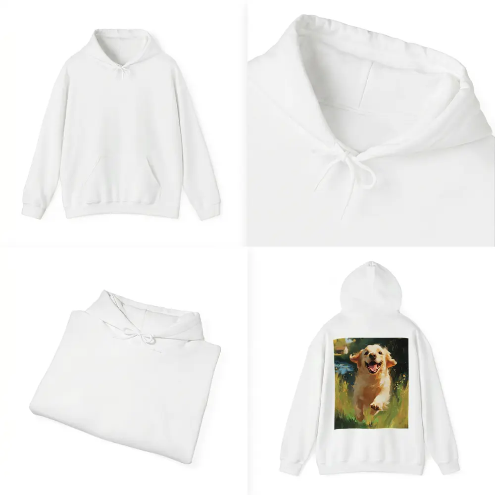 Happy Golden Retriever Running Through Green Fields – Hoodies