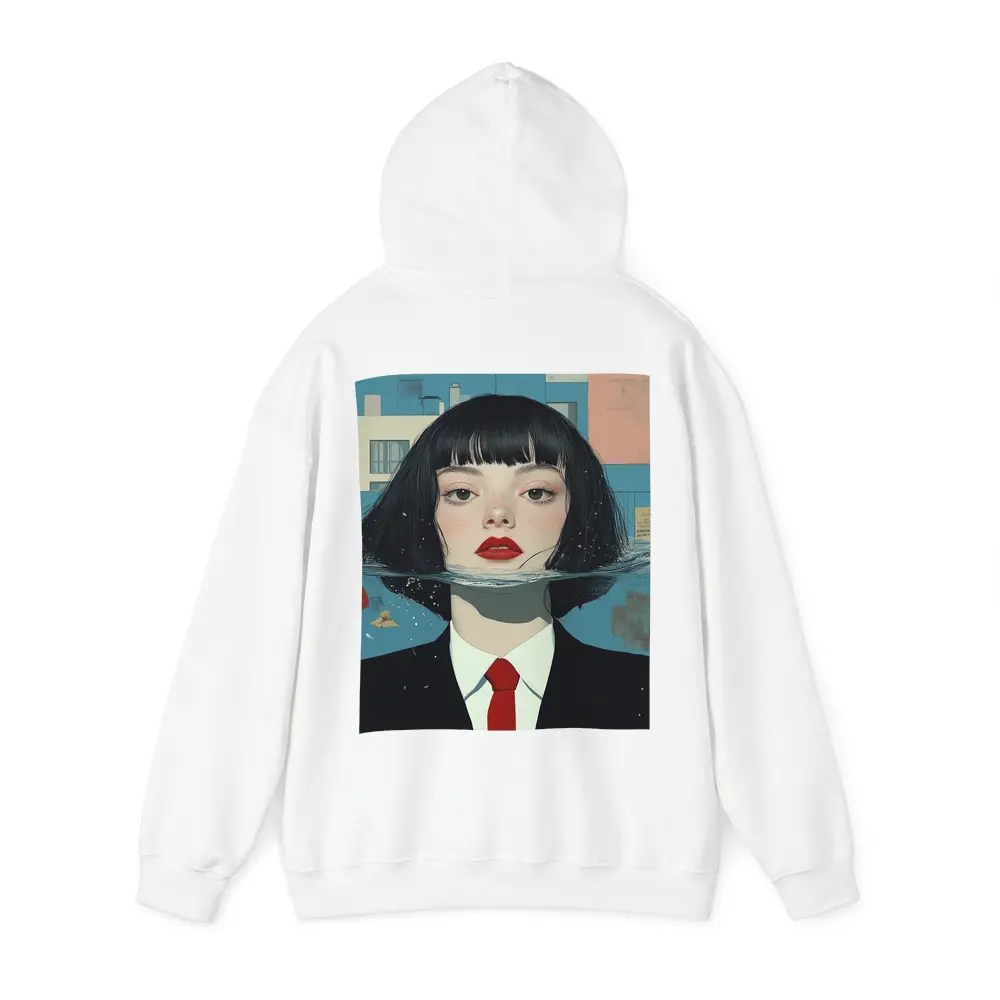 Woman Half Submerged Urban Water Illustration – Hoodies