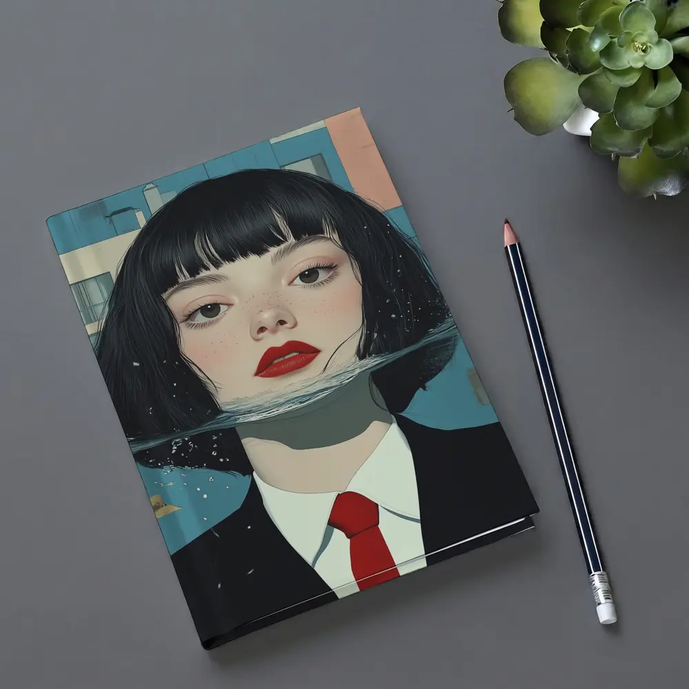 Woman Half Submerged Urban Water Illustration – Notebooks
