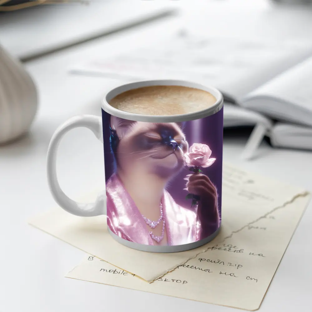 Siamese Cat Pink Rose Glam Purple – Mugs