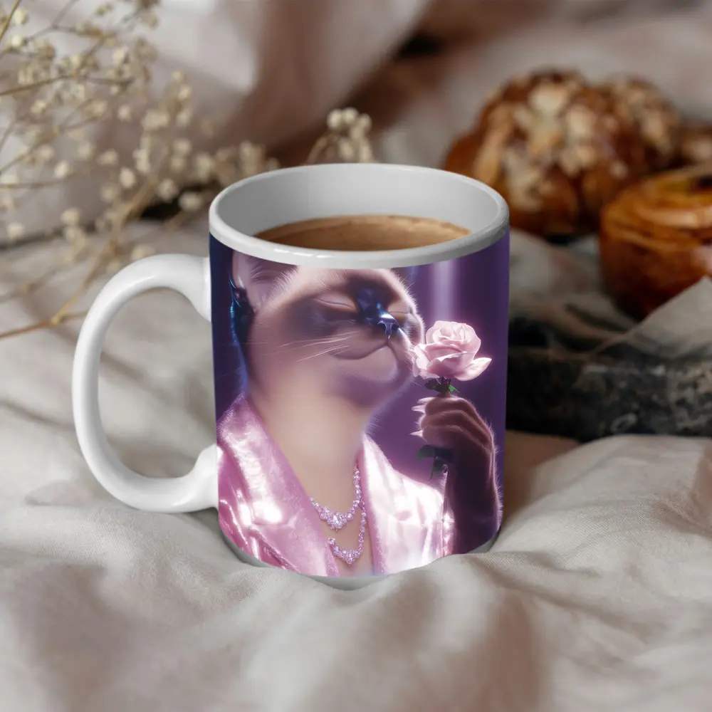 Siamese Cat Pink Rose Glam Purple – Mugs