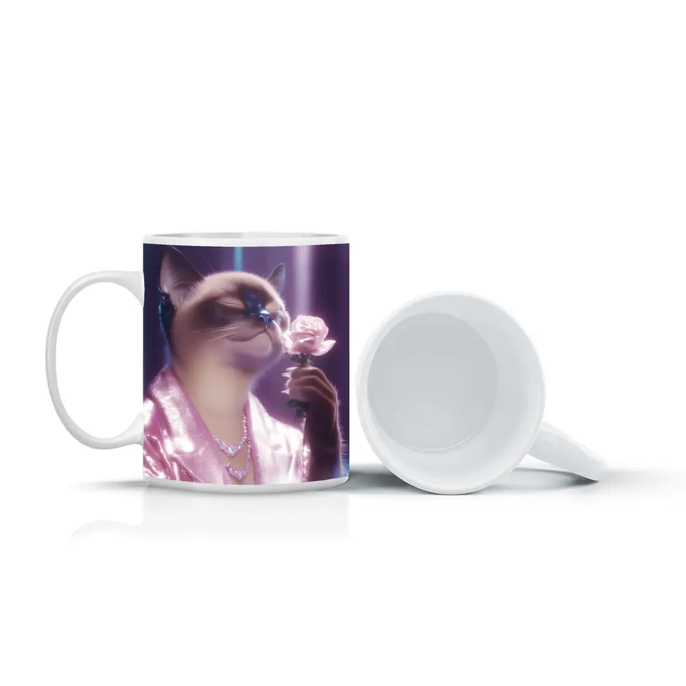 Siamese Cat Pink Rose Glam Purple – Mugs