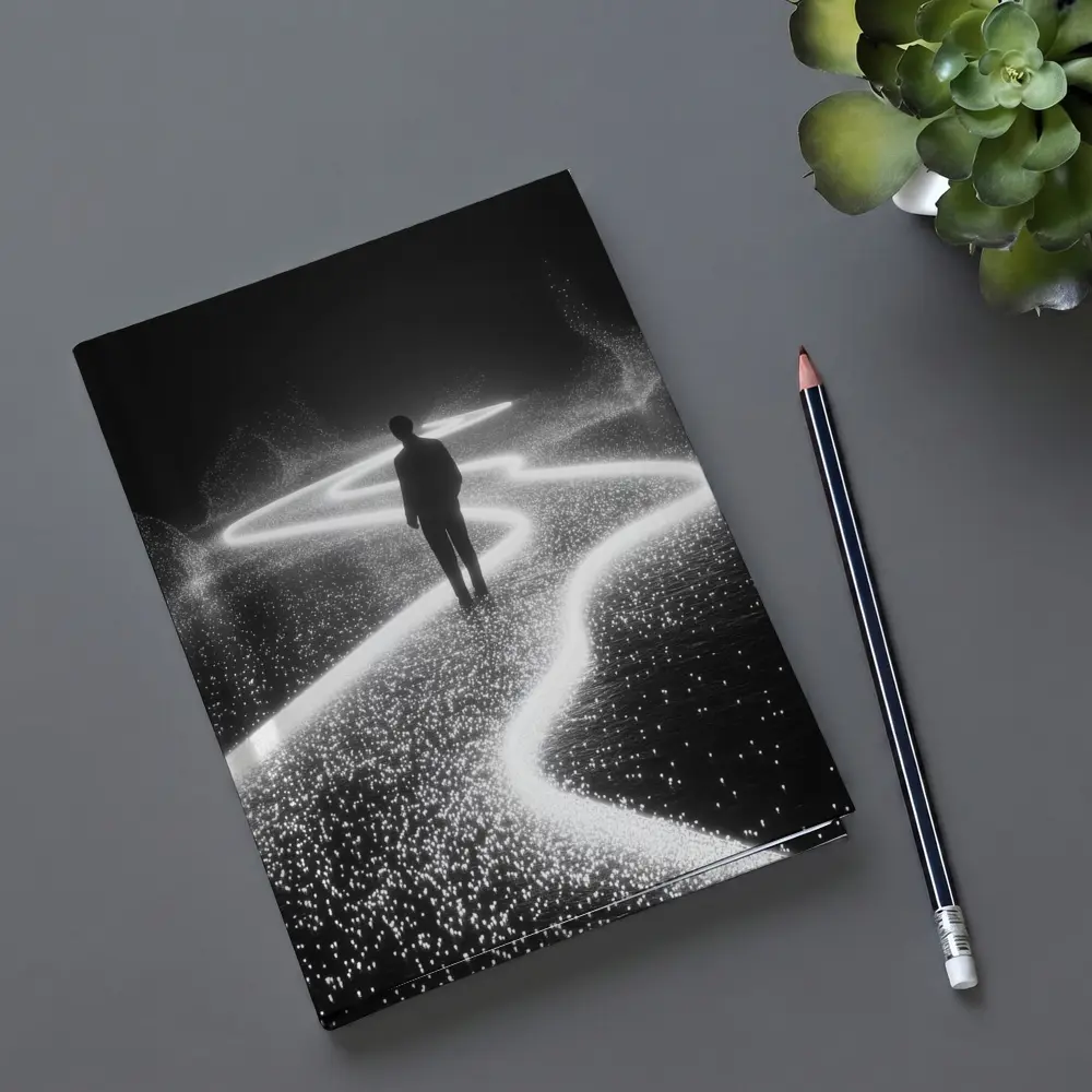 Lone Figure Standing on Glowing Winding Path – Notebooks